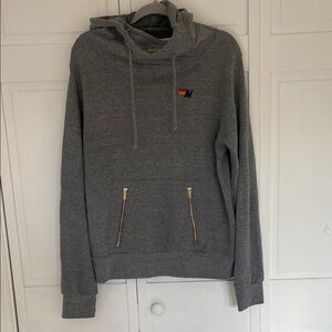 Aviator Nation Gray Zip-Pocket Ninja Hoodie with Small Logo SzL